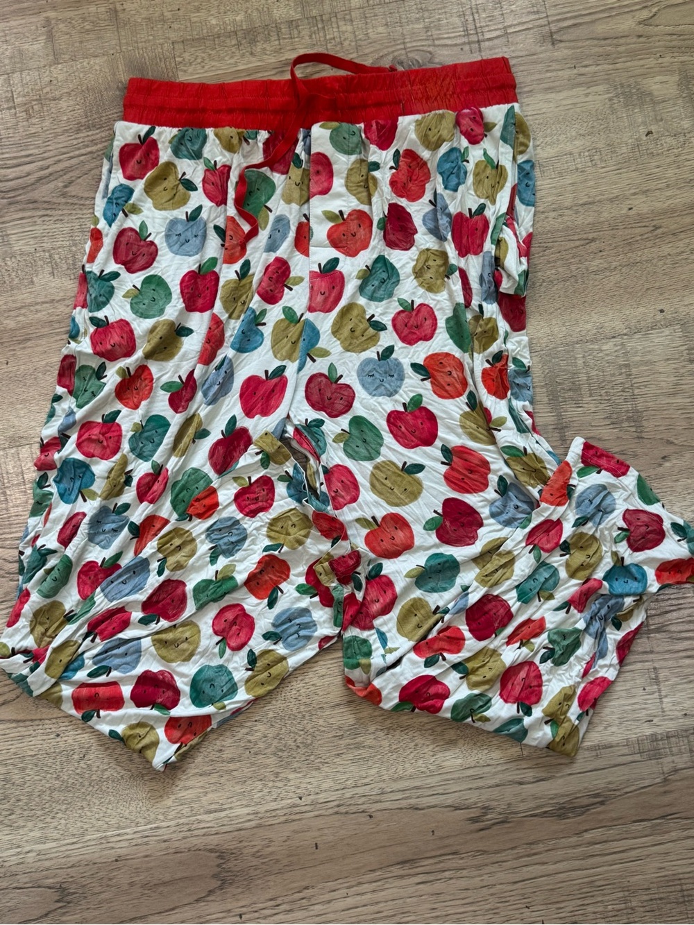 Little Sleepies White Apple-Print Pajama Bottoms with Red Waistband